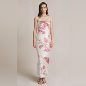 Bec & Bridge Tropic Fauna Strapless Dress Flower Print Gown